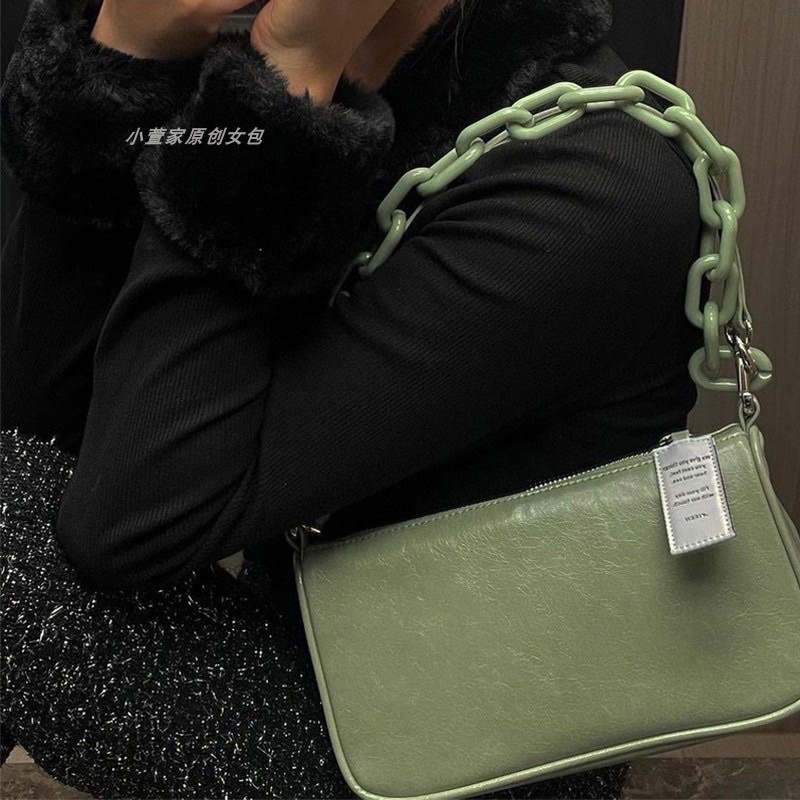 Túi xách đeo vai NIEEH màu xanh bơ giống Jennie BLACKPINK