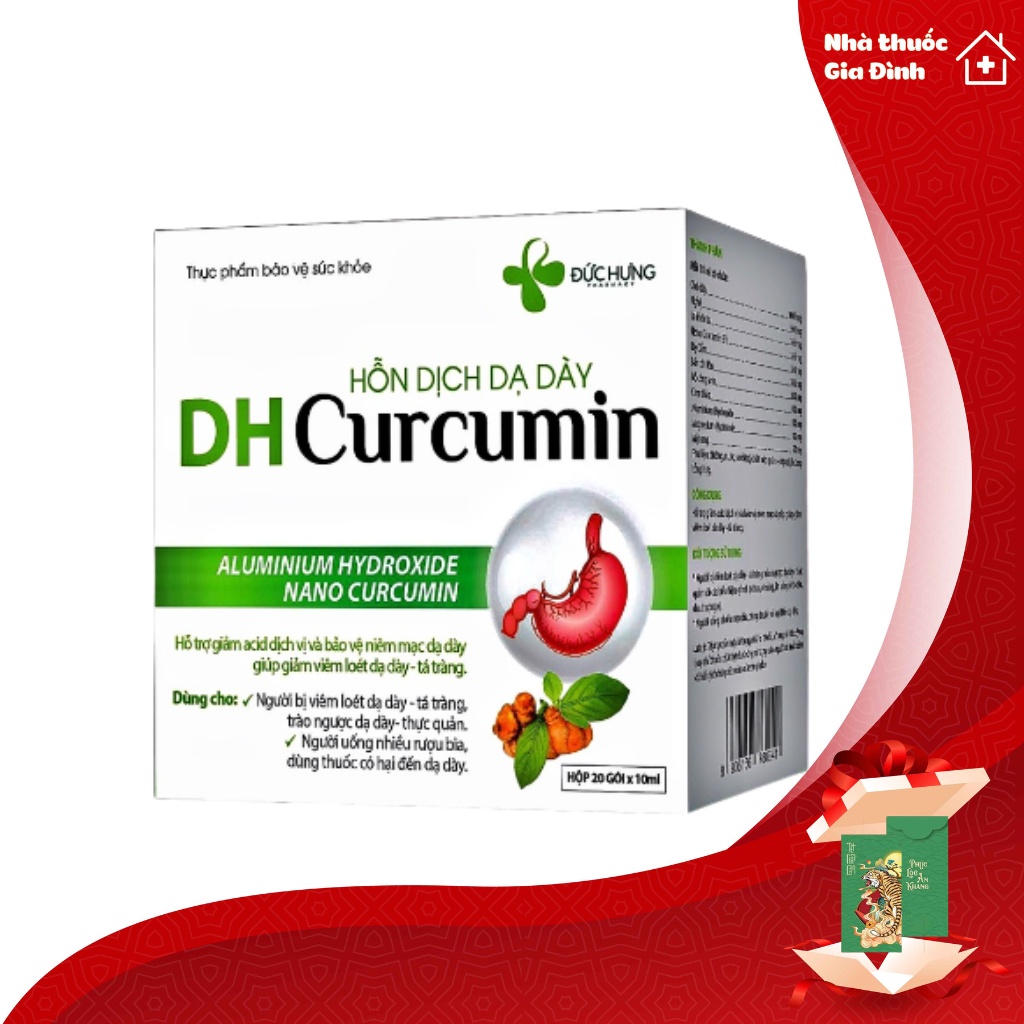 DH Curcumin, Hỗn Dịch Anti Acid Dạ Dày, Hỗ Trợ Trung Hòa Acid Dạ Dày, Hộp 20 Gói