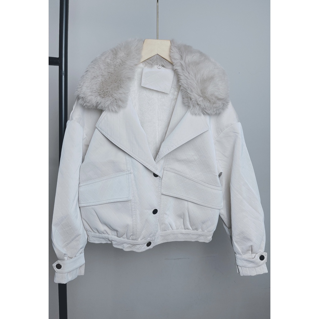 Áo Da Lót Lông Vân Trần Trám Hàng Cao Cấp QC Loại 1 Xịn Chất Liệu Da Mềm Mịn Siêu Ấm - QINN BOUTIQUE