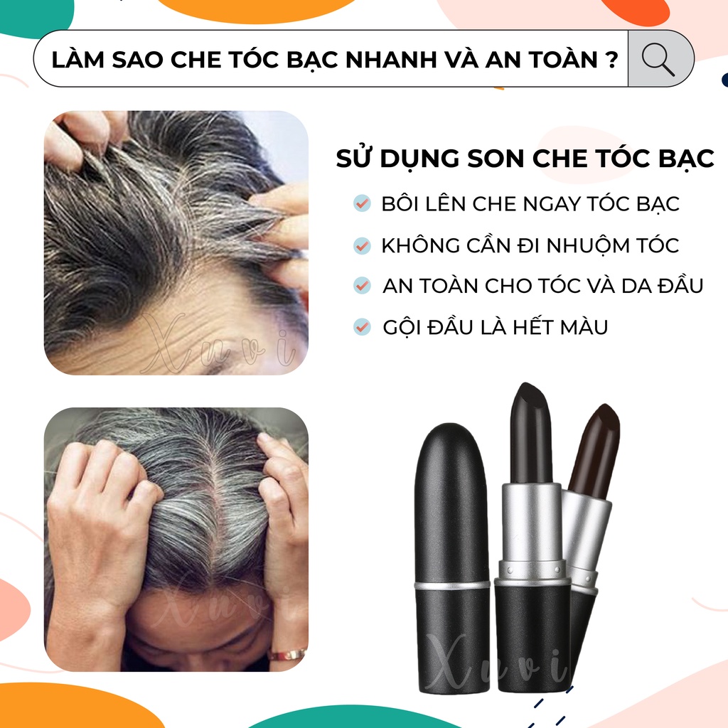 Son Nhuộm Tóc Bạc Thành Đen I Che Phủ Tóc Bạc Tạm Thời VDW 2 Màu Đen Và Nâu Đen Hair Stick XUVI SHOP