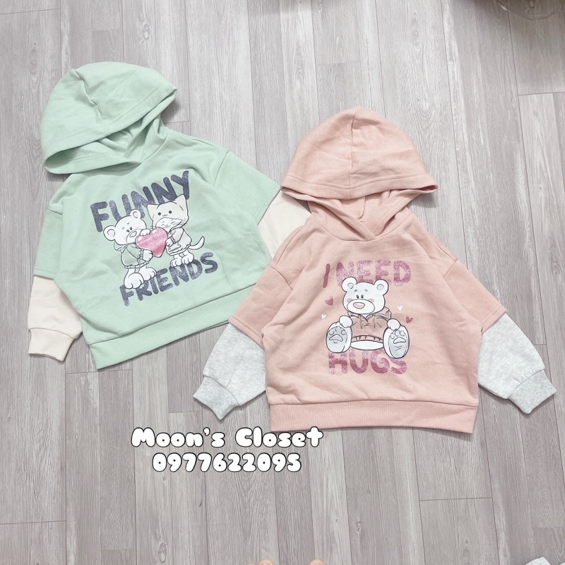 Áo hoodie nỉ bông size 9/12m-7/8y