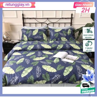 Mẩu mới Ga Gối HCM Cotton Polly Lá Chuối Xanh