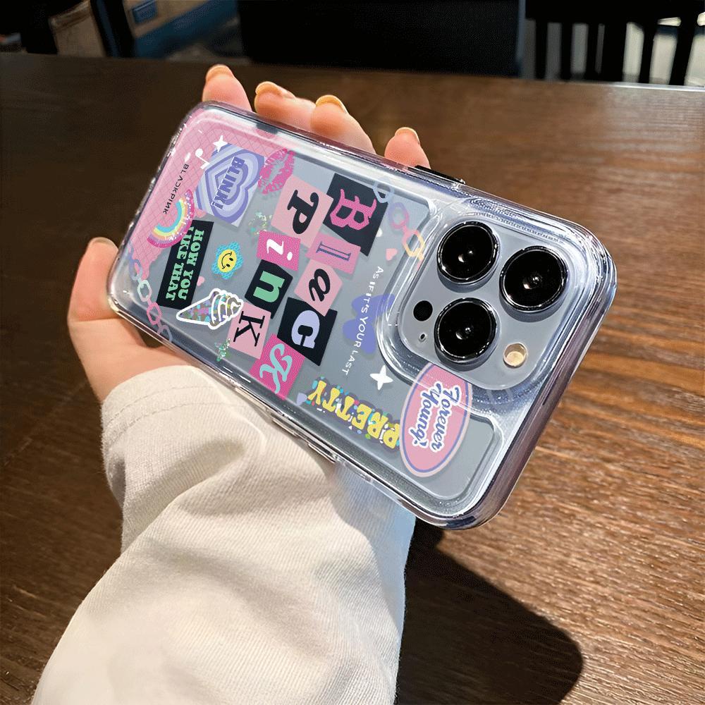 Ốp Điện Thoại Trong Suốt Họa Tiết Trái Tim Màu Hồng Cho iphone 14promax 11 13 12 7Plus 7 X XS Max