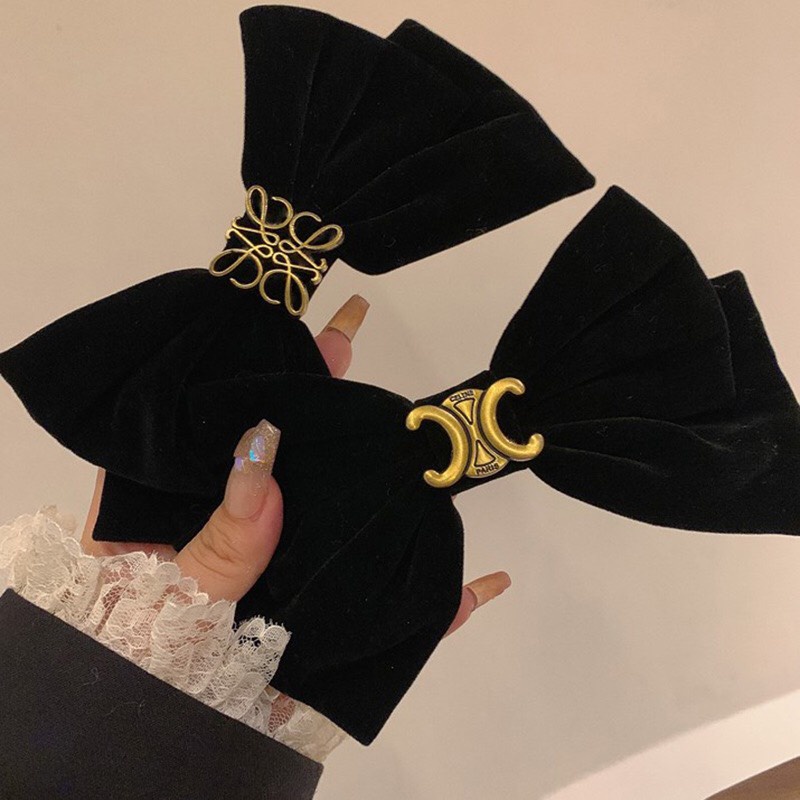 Kẹp Tóc Nữ Nơ Lớn Arc De Triomphe Nhung Đen Cao Cấp Phong Cách Retro Sang Trọng Dobi KT5