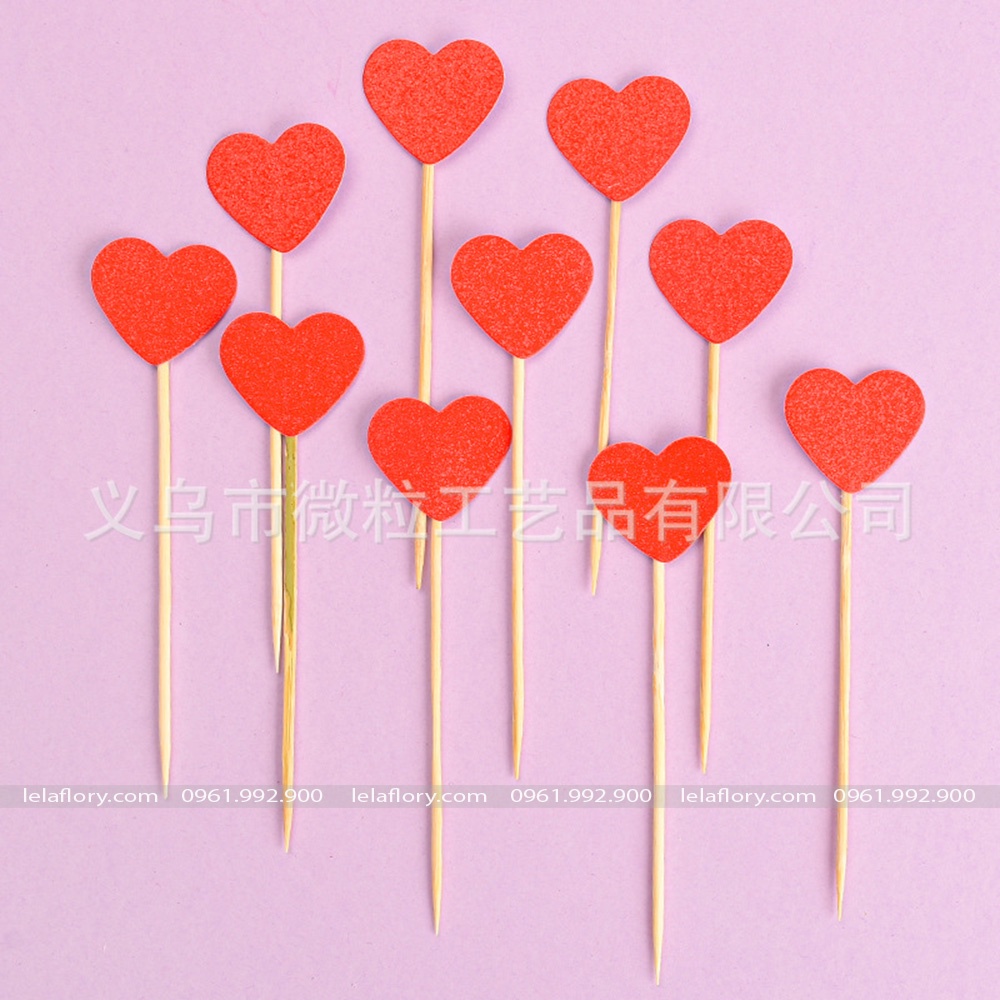 Set 50 que cắm nhũ hình tim và ngôi sao trang trí bánh sinh nhật hiện đại (QCB0046/QCB0047)