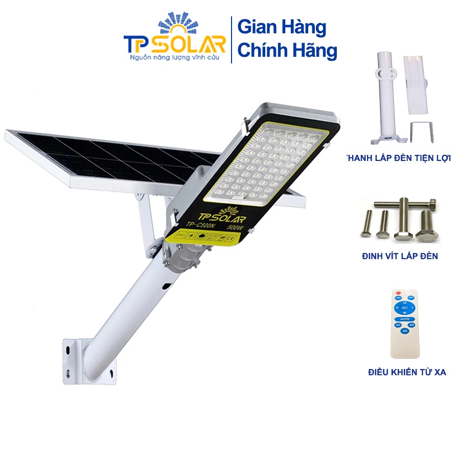 Đèn Bàn Chải Năng Lượng Mặt Trời TP Solar TP-C500N Công Suất 500W Chống Nước IP76, Công Suất Lớn