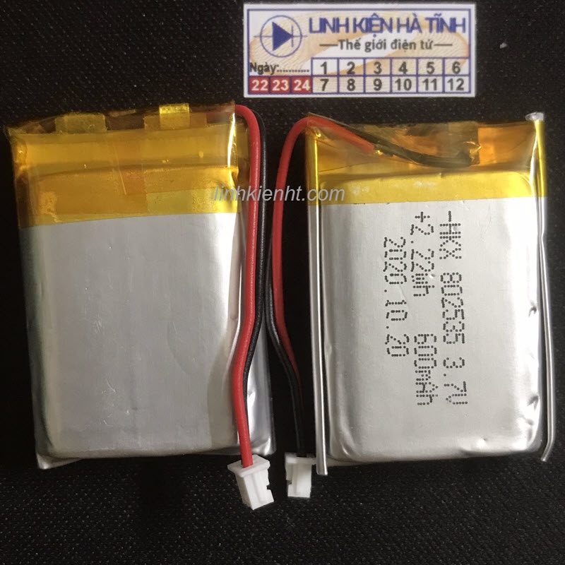 Pin lithium 3.7V 600mAh pin sạc 3v7 mini pin dẹt 3v7 600mah kích thước 3,5cm x 2,7cm