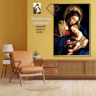 Tranh đính đá ĐỨC MẸ BỒNG CON  48*65cm  D9510( chưa đính)