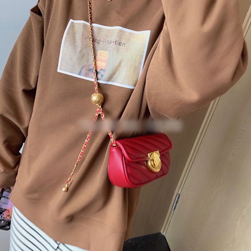 MISCHA Túi Đeo Chéo mini Bằng Da PU Màu Trơn Phong Cách retro Thời Trang