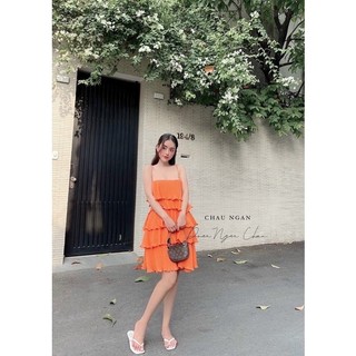 Đầm 2 dây tầng