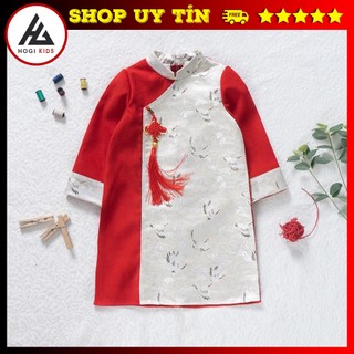 Áo Dài Bé Trai Hạc San Nhung Text Phối Gấm Hạc Cao Cấp - Hogi Clothing