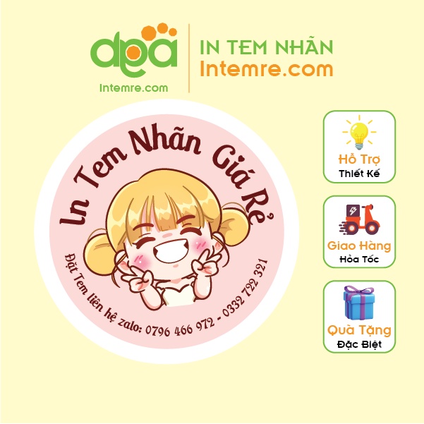 In Tem Nhãn Giấy Cán Màng Bóng Intemre.com Thiết Kế KT: A3