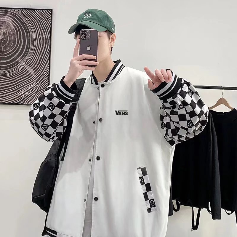 Áo Khoác Bóng Chày Cỡ Lớn In Họa Tiết Caro Phong Cách hip hop Nhật Bản Thời Trang Cho Nam size S-3XL