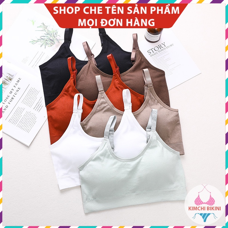 Áo bra 2 dây sẵn đệm đẩy ngực KIMCHIBIKINI Áo nót nữ cotton hàng xuất nhật AL002