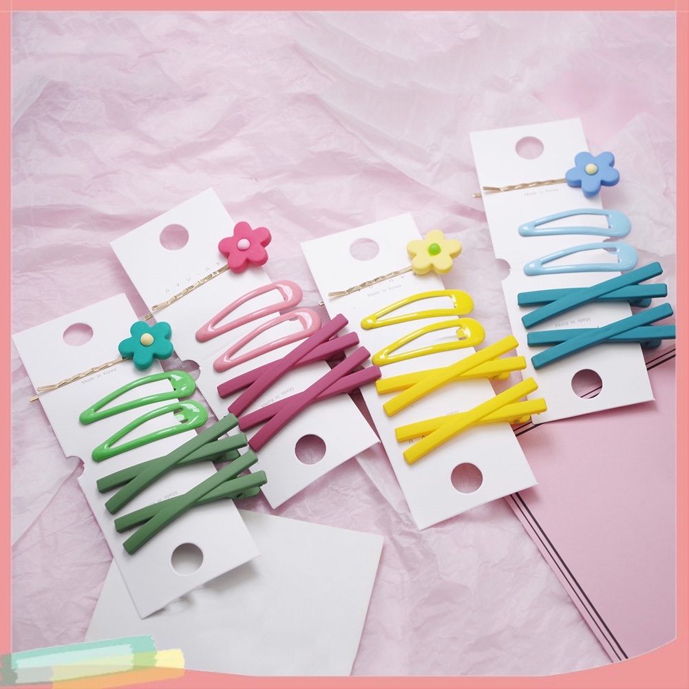 7Pcs/Set Women Flower Cross Frosted Side Hair Clip Hairpin Barrette Bobby Pin