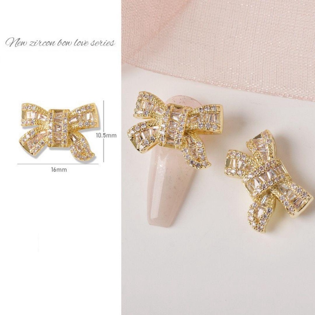 Charm gấu nơ đính đá size to cao cấp