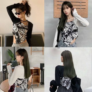 Áo yếm vòng cổ choker thiết kế hoạ tiết loang thời trang xuân hè cho nữ dự tiệc câu lạc bộ A060