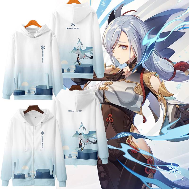 Áo Khoác Tay Dài Có Nón Và Khóa Kéo Hóa Trang Nhân Vật Anime Shenhe Plus Size