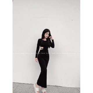 Đầm khoét eo dáng dài  ( có bigsize )