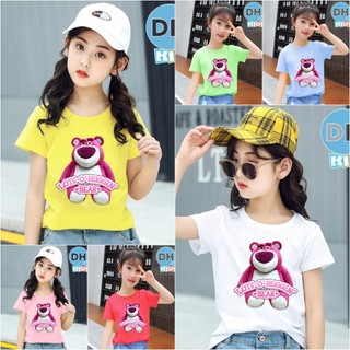 Áo thun cho bé gái cotton mịn, mát, thoải mái cho bé - Gấu Dâu Losto - DHKID1012