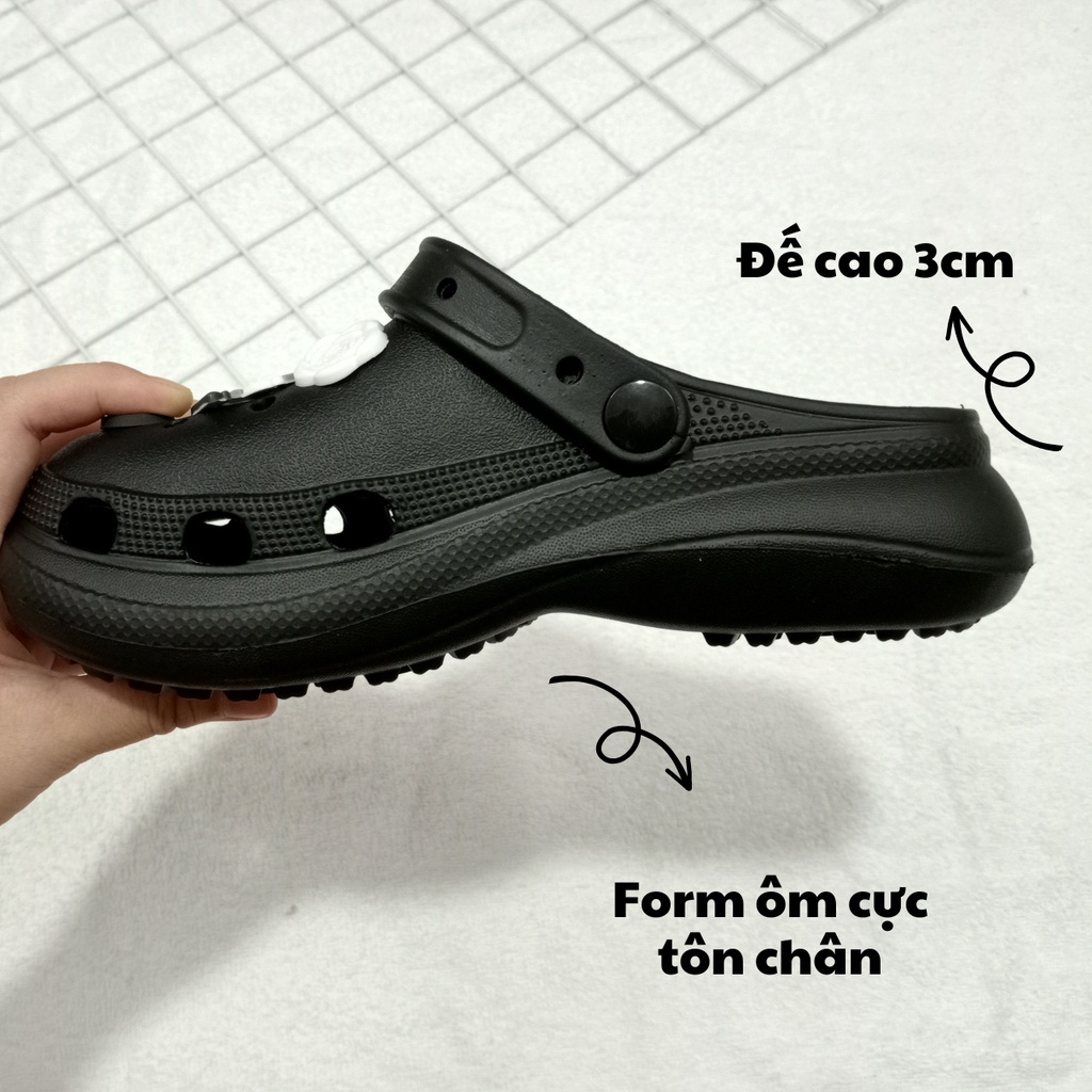 Dép Cross mặt cười unisex độn đế đi mưa tặng kèm sticker siêu kute M15