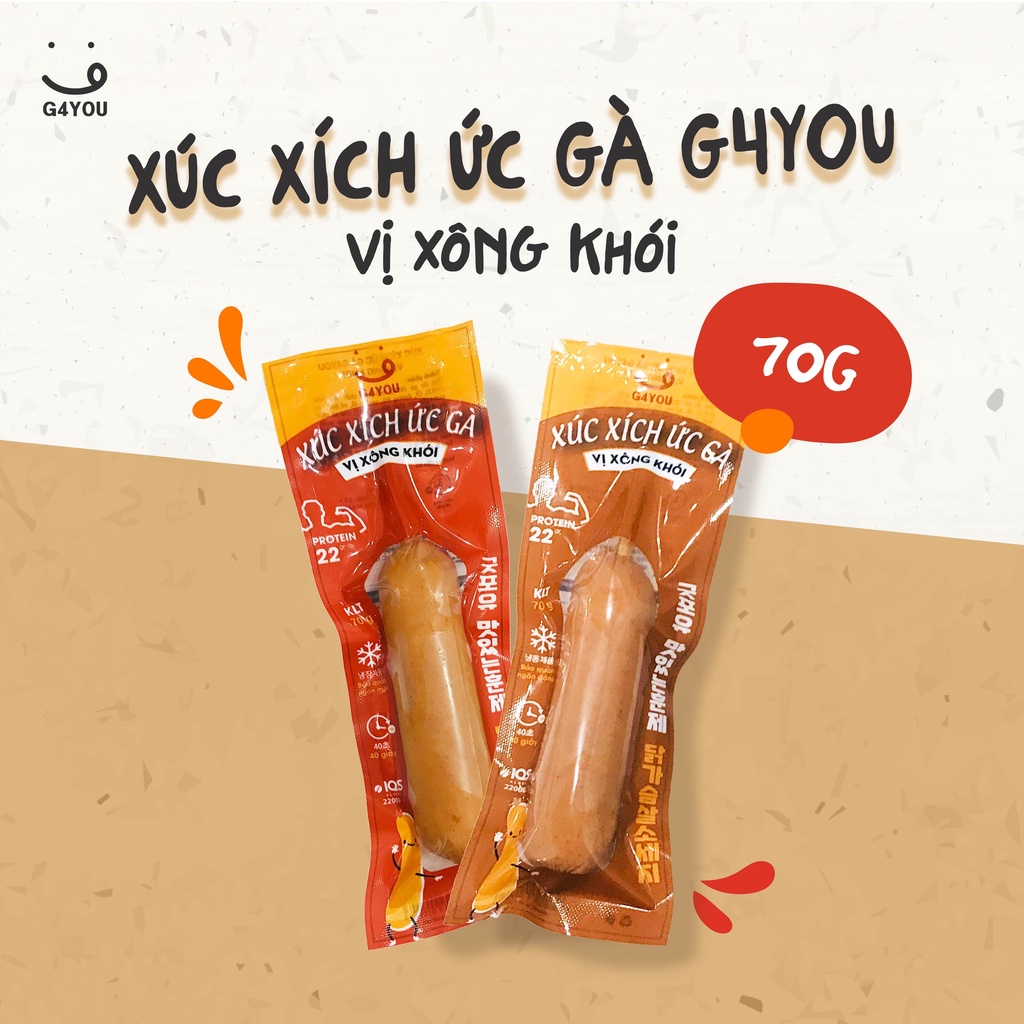 [HN-Combo 50 gói] Xúc Xích Ức Gà G4You Xông Khói Healthy 3 Vị 100G