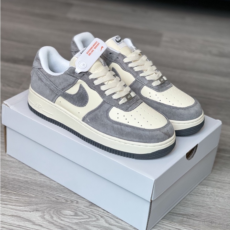 Giày sneaker Air force 1 Grey Pavy Tale ( Af1 Xám da lộn ) - Giày _Nike Xám NỈ Air Force 1, AF1 Bản chuẩn đẹp fullbox /D