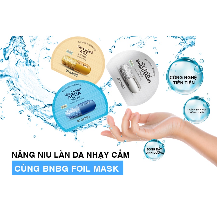 Hộp 10 Mặt nạ Thiếc BNBG gấp đôi dưỡng chất Vita Cocktail Foil Mask 30ml x 10