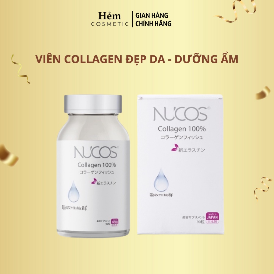 Collagen đẹp da dưỡng ẩm Nucos collagen 100% 90 viên - Hẻm Cosmetic
