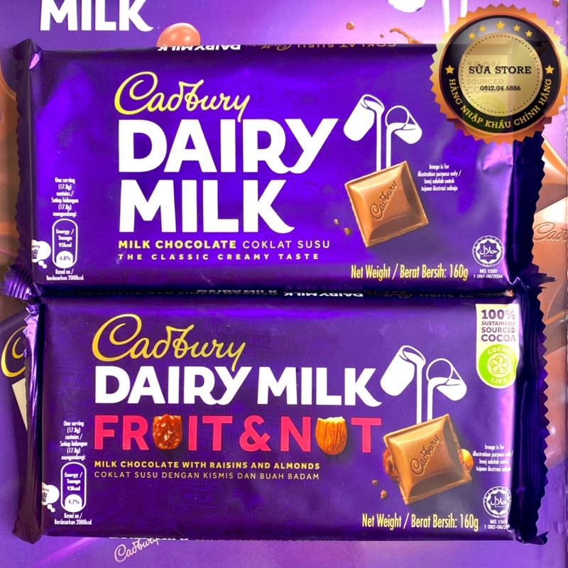 Socola Cadbury Dairy Milk 160g nhập khẩu