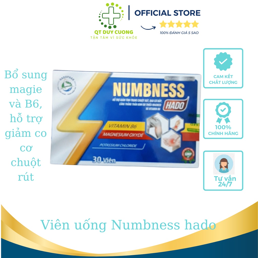 VIÊN UỐNG GIẢM CO CƠ CHUỘT RÚT, TÊ BÌ CHÂN TAY, ĐAU CƠ BẮP CĂNG THẲNG THẦN KINH - BỔ SUNG MAGIE VITAMIN B6 - NUMBNESS