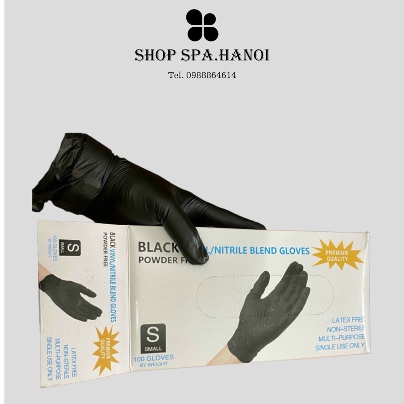 Găng Tay Giảm Béo Không Bột Hộp 100 Chiếc Bao Tay Đen,Găng Tay Cao Su Đen , Salon Tóc Spa Phun Xăm,Thẩm Mỹ