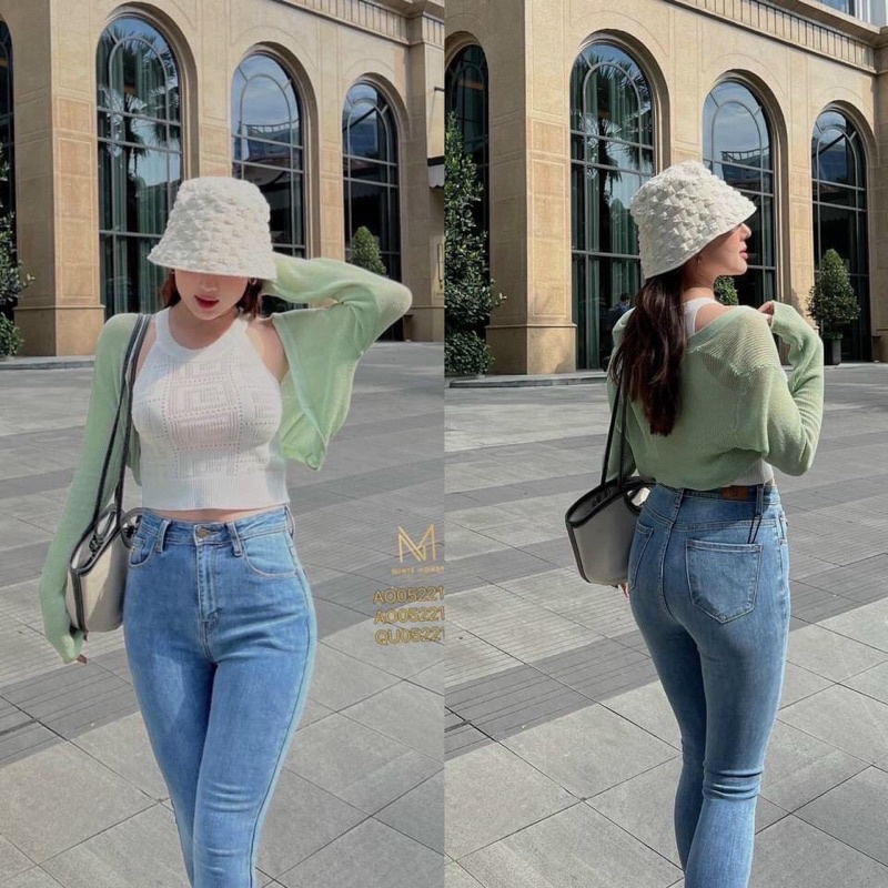 ÁO KHOÁC NỮ MỎNG MIX VỚI VÁY ÁO 2 DÂY, ÁO CARDIGAN DÁNG NGẮN COPTOP NGANG LƯNG, DÀI TAY THỜI TRANG HOT TREND | BigBuy360 - bigbuy360.vn