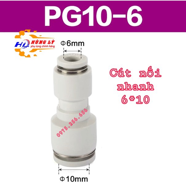 Cút nối nhanh F6*10 trắng (Cái)