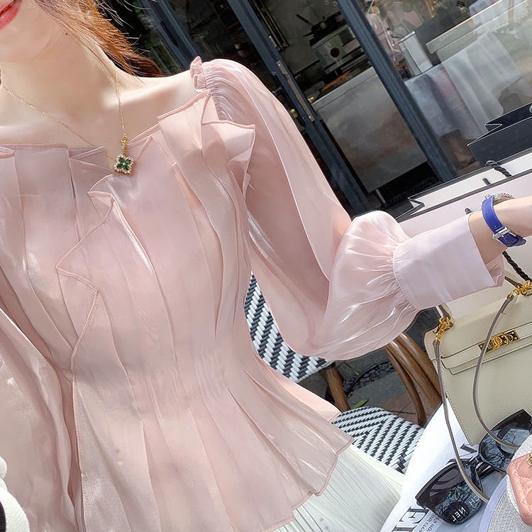 Áo Sơ Mi Tay Dài Cổ Đứng Dáng Ôm Dễ Phối Đồ Thời Trang Phong Cách Hàn Quốc Cho Nữ
