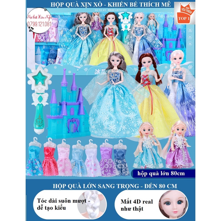 (shop có nhận gói quà liên hệ )Bộ đồ chơi búp bê Barbie [Công chúa tuyết Elsa]-Hộp quà tặng sang trọng cho bé