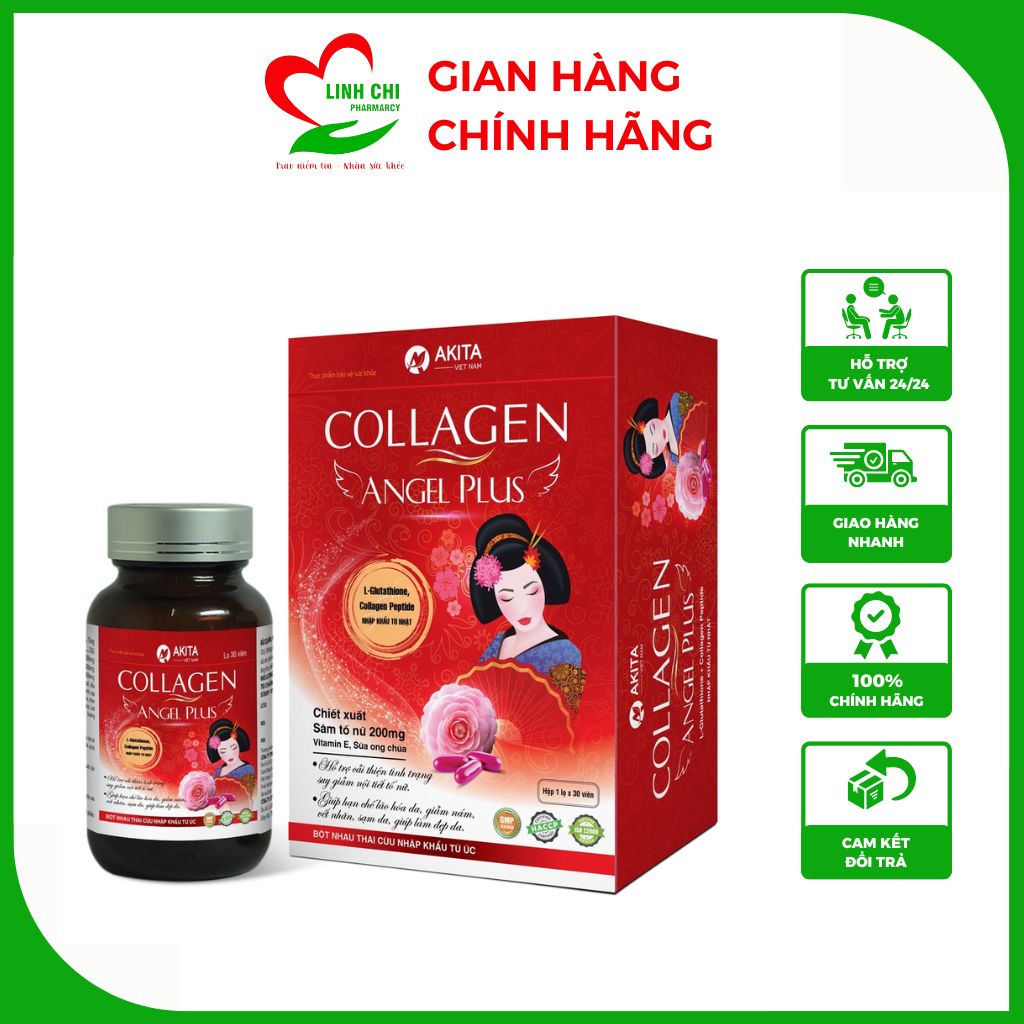 Colagen angel plus akita giúp da đẹp căng bóng hạn chế lão hoá da ngăn nám vết nhăn sạm da giảm suy giảm nội tiết tố nữ