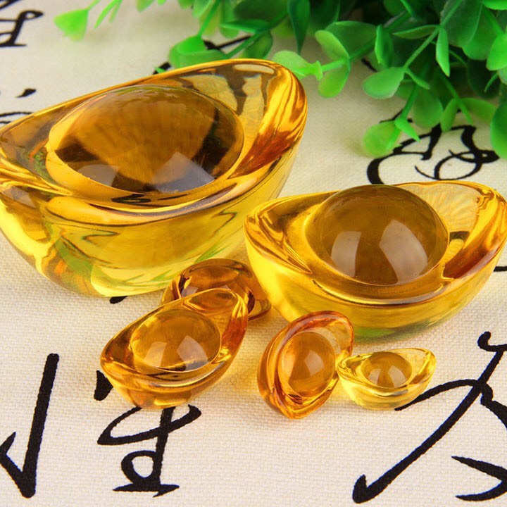 Thỏi vàng Pha Lê Phong Thủy - Kim Nguyên Bảo Chiêu Tài lôc 4cm 5cm