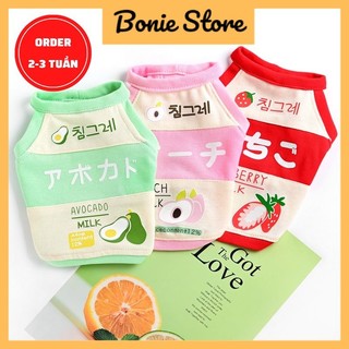 Áo thun chó mèo thú cưng kiểu sát nách in hình trái cây dễ thương