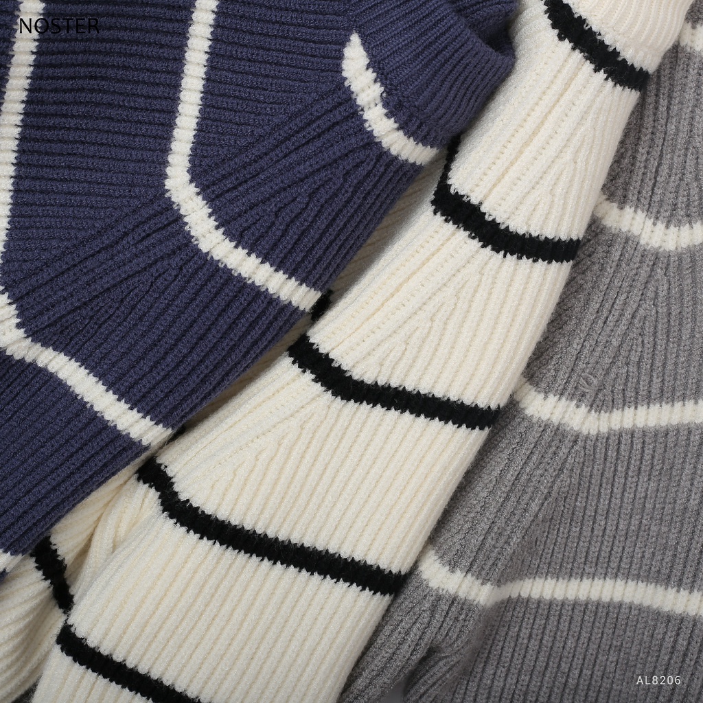 Áo len họa tiết kẻ ngang nhỏ, chất len dầy dặn - Thương hiệu Noster mã AL8206