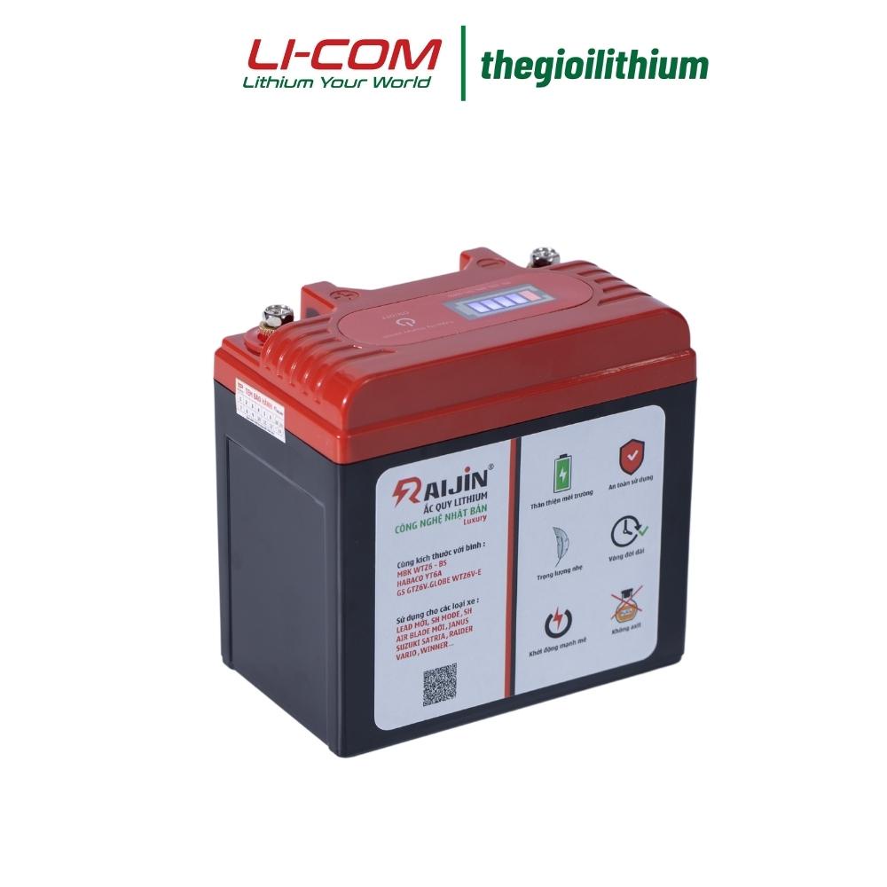 Hàng cao cấp -  Bộ bình ắc quy xe máy lithium RAIJIN  độ đèn và khởi động xe máy Luxury size M L 12v 6ah-7ah