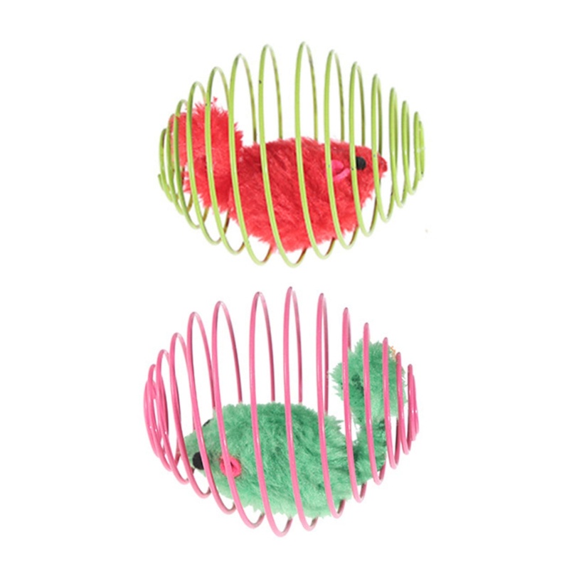 Đồ Chơi Quả Bóng Đính Chuột Bông Dây Sắt Tương Tác Với Mèo Cưng