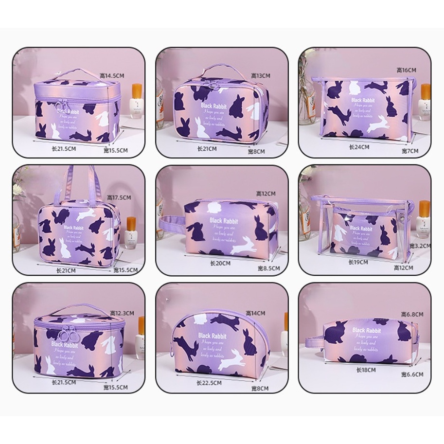 Túi Đựng Mỹ Phẩm Chống Thấm Nước Màu Trắng Đen Thời Trang