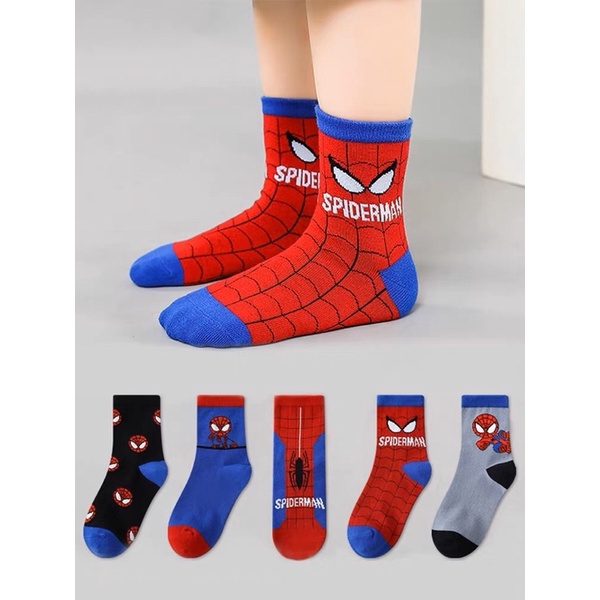 Tất Trẻ Em,Tất Bé Trai Cổ Cao Hình Siêu Nhân nhện Cho Bé Set 10 Đôi