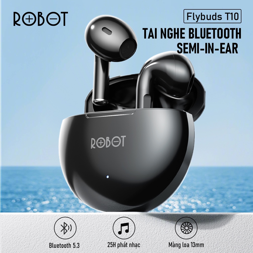 [Mã ELMALL61 giảm 6% đơn 300K] Tai Nghe Bluetooth True Wireless ROBOT Airbuds T50 In Ear - Chống Nước IPX4, Playtime 35h