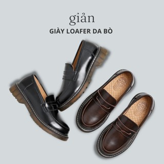 Giày MZDL Penny Loafer, giày Tây lười đế bằng da bò thật cao cấp Vintage Retro cổ điển