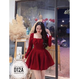 BIGSIZE Đầm nhung cổ vuông D12A