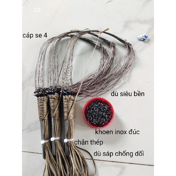 Bẫy gà rừng giò đón 1 bộ 20 chân 75k khoen inox đúc liền dù siêu bền