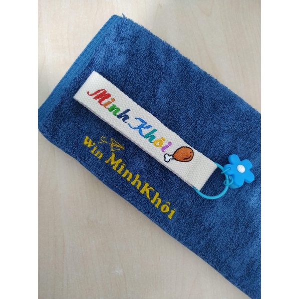 Khăn thêu tên theo yêu cầu xinh xắn cho bé đi học kích thước 48x30cm!!!
