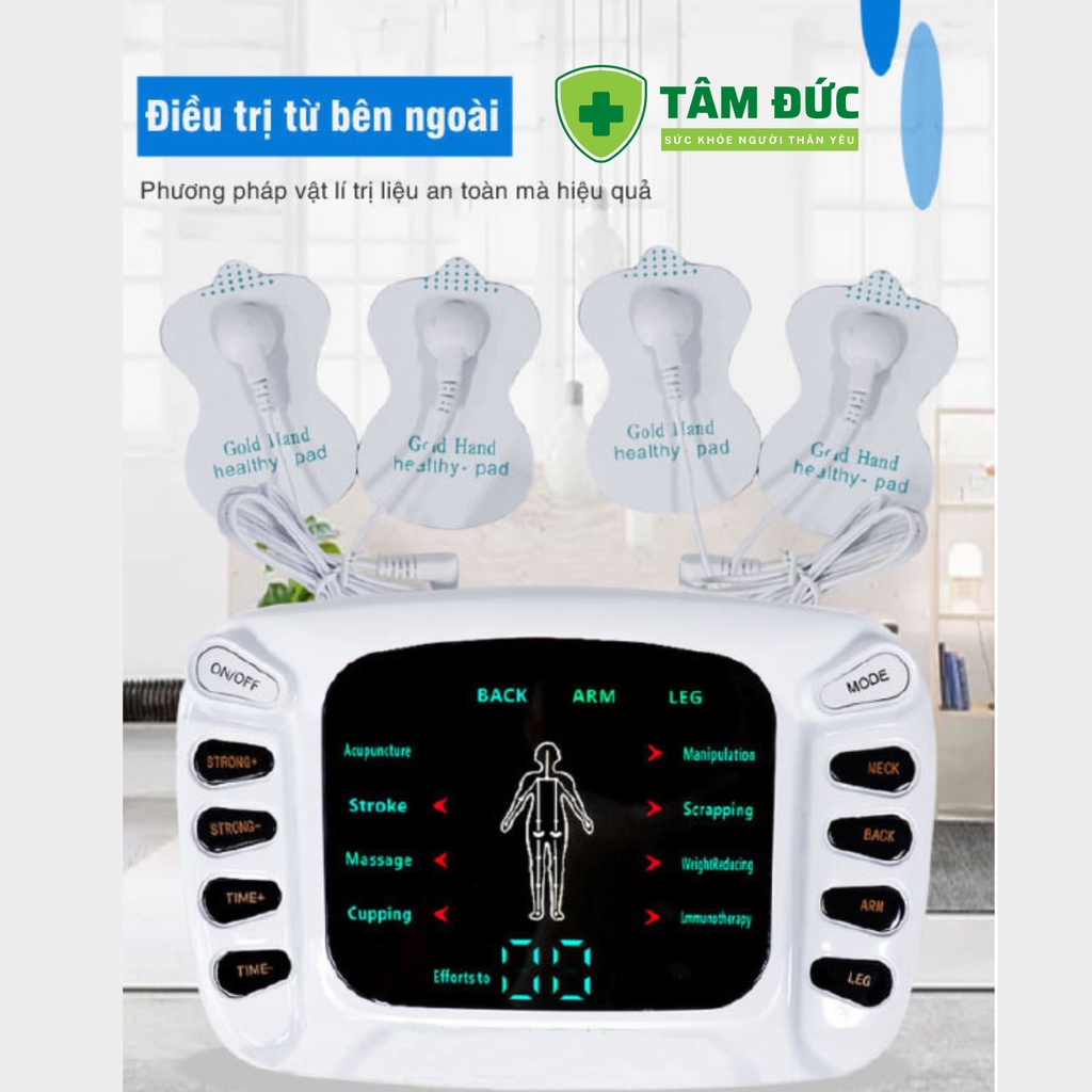 Máy massage xung điện 8 miếng dán YTK-309B, máy mát xa 8 chế độ massage 15 cường độ xung điện